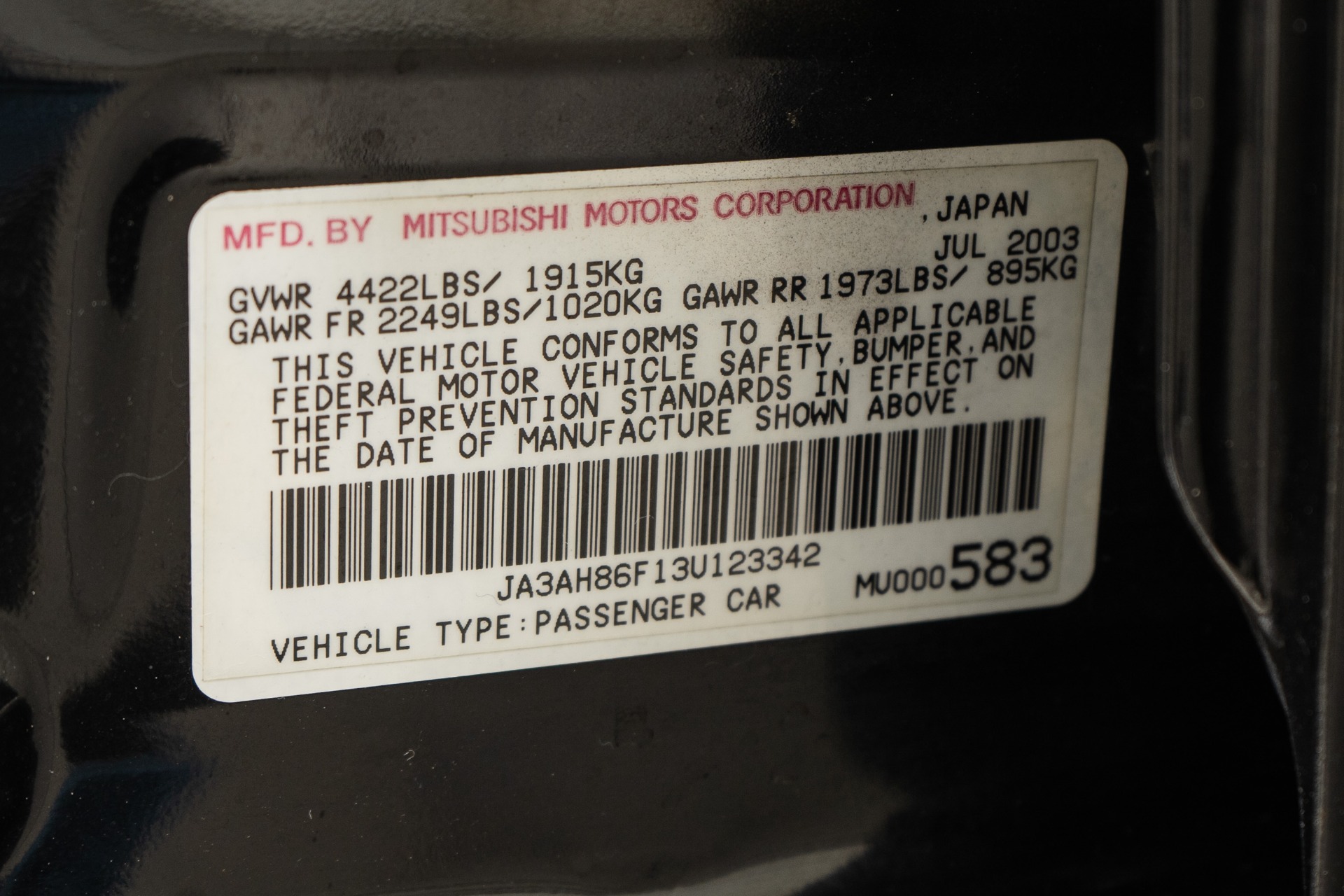 Used 2003 Mitsubishi Lancer Evolution For Sale (Sold