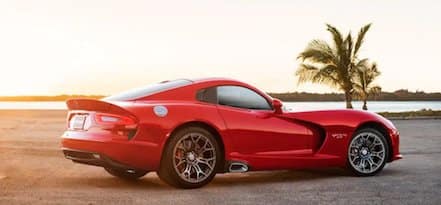 dodge viper with sunset